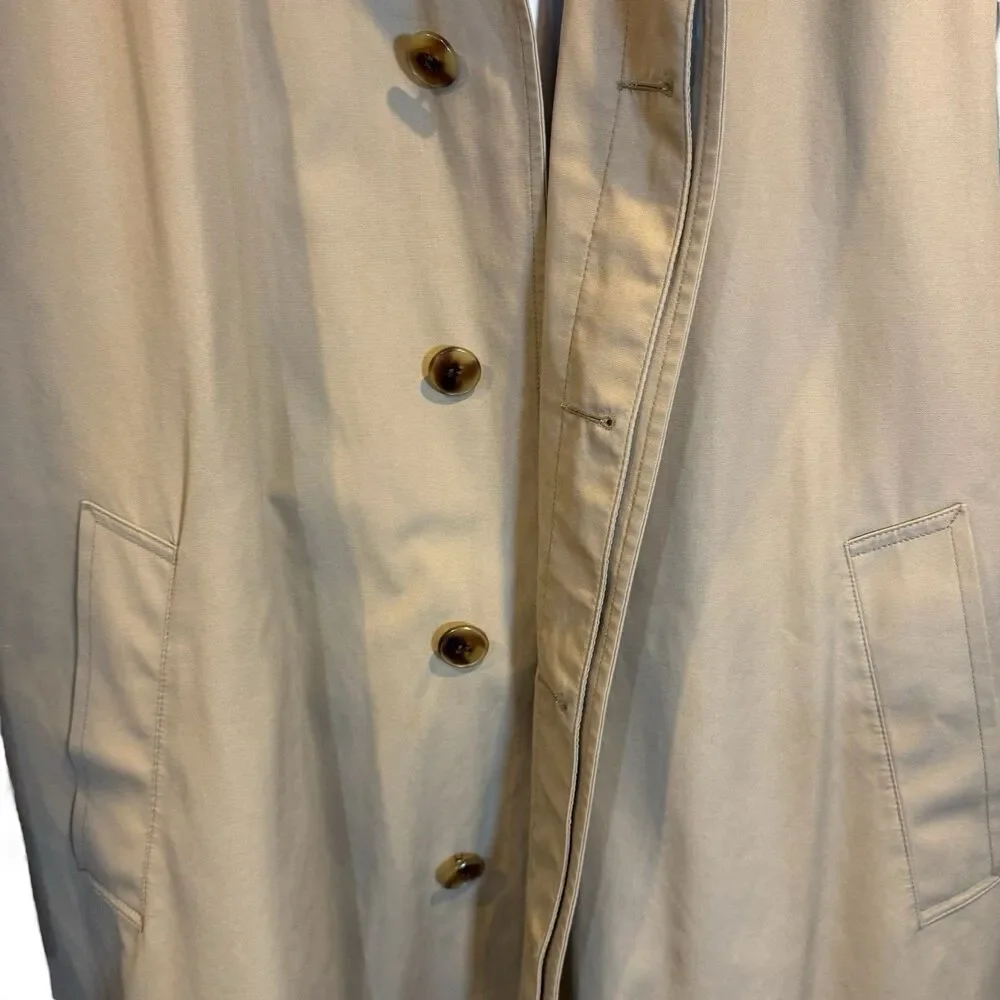 Vintage Jos. A.‎ Bank All-Weather Khaki Trench Coat 46R Wool Liner Made in USA